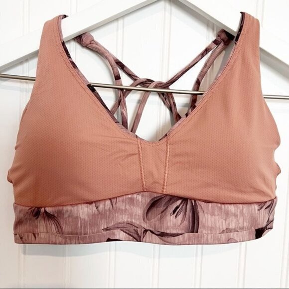 Athleta Floral Solace Print Athletic Gym Sports Bra Inner Beauty Earth Rose Pink - Picture 3 of 7